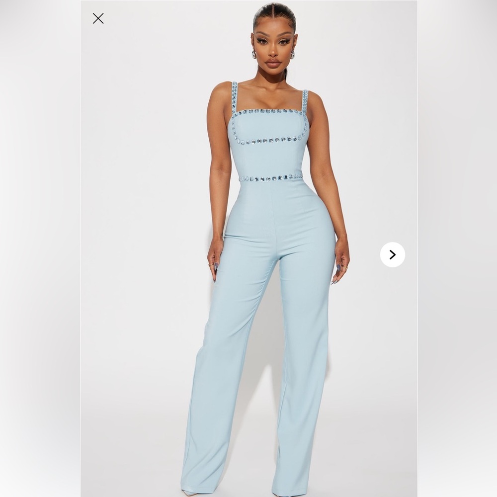 Fashion Nova Bold Moves Jumpsuit - Light Blue